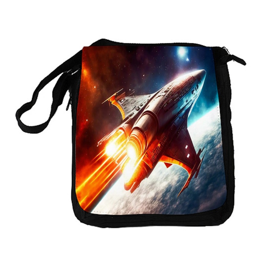 BANDOLERA REPORTERO MEDIANA BOLSO nave espacio cosmos estrellas planetas ovni uap bolsa mochila hombro