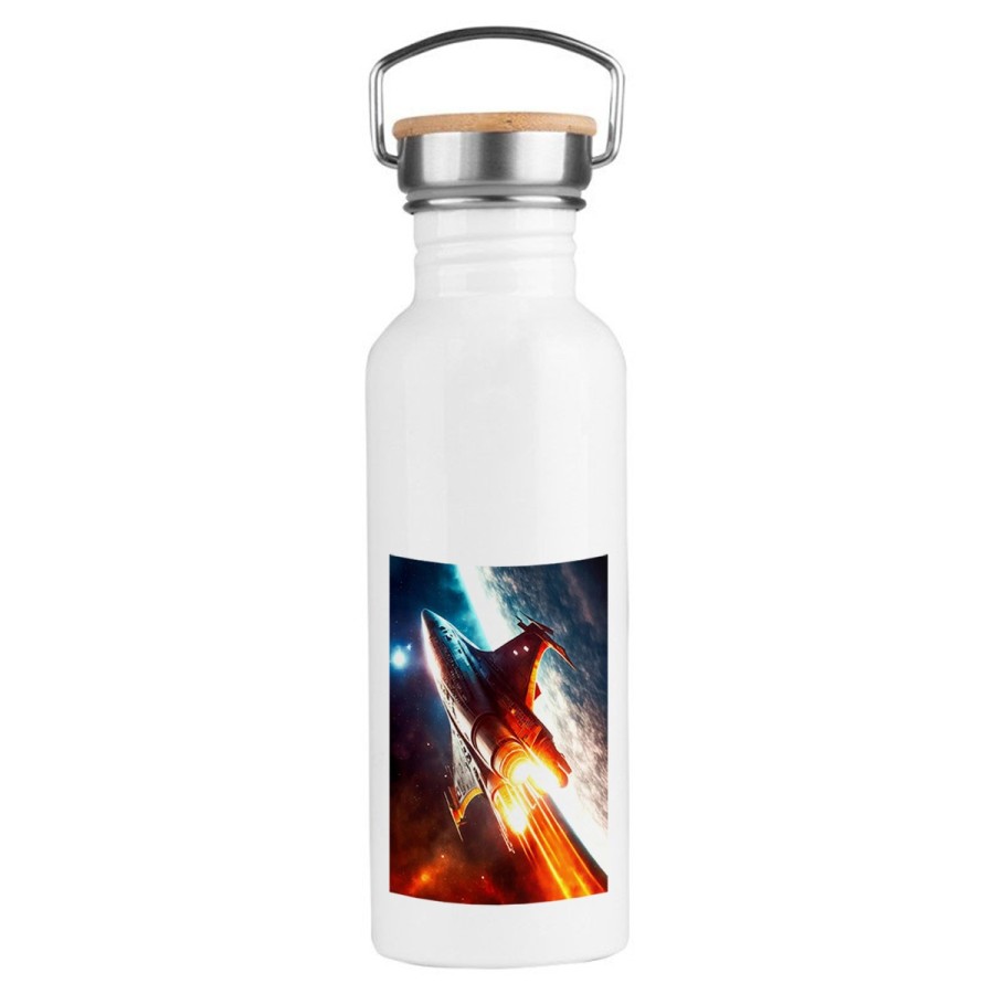 BIDON 750 ML ACERO INOXIDABLE ESTILO RETRO nave espacio cosmos estrellas planetas ovni uap deporte deportivo botella