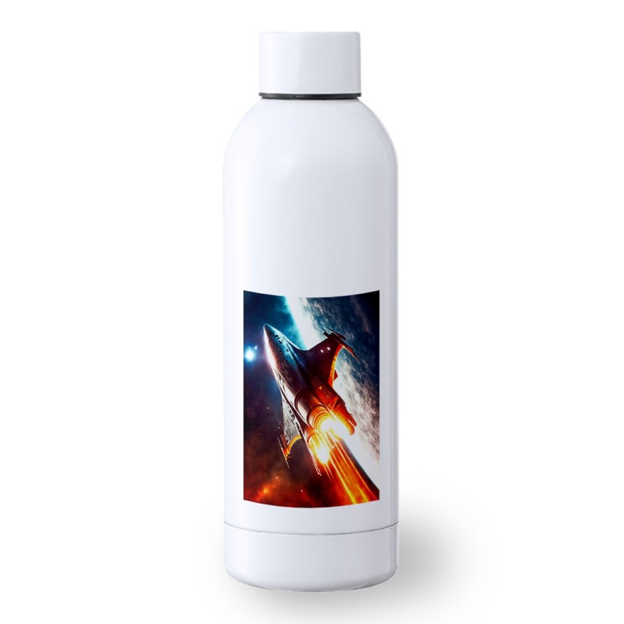 BIDON 500 ML ACERO INOXIDABLE nave espacio cosmos estrellas planetas ovni uap deporte deportivo botella senderismo