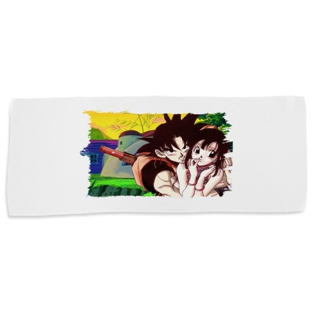 TOALLA GIMNASIO GYM ABSORBENTE goku y chichi anime shonen dragon ball z suave con bolsita