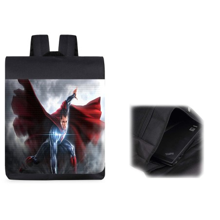 PACK MOCHILA Y ESTUCHE superhombre superheroe hombre con capa material escolar