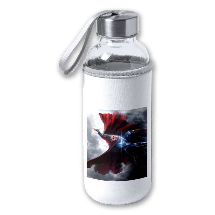 BIDON DE 420 ML CON FUNDA DE NEOPRENO superhombre superheroe hombre con capa tapon seguridad