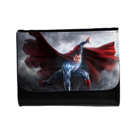 BILLETERA BILLETERO superhombre superheroe hombre con capa unisex negro monedero