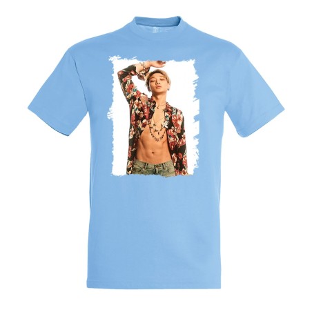 CAMISETA AZUL CIELO luffy nika one piece mugiwara rey pirata transformacion moda verano personalizada
