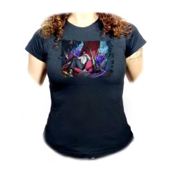 CAMISETA NEGRA MUJER dracule mihawk castillo espadachín one piece zoro oferta personalizada