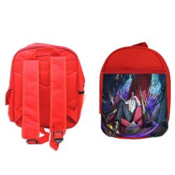 MOCHILA ROJA dracule mihawk castillo espadachín one piece zoro escolar personalizado