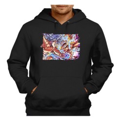 SUDADERA NEGRA CON CAPUCHA luffy gear five 5 vs goku ultra instinto limit breaker adulto poliester algodón personalizada