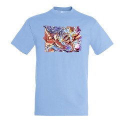 CAMISETA AZUL CIELO luffy gear five 5 vs goku ultra instinto limit breaker moda verano personalizada