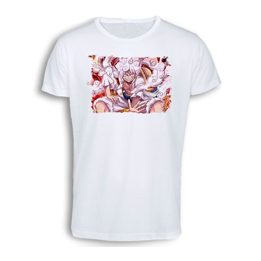 CAMISETA TACTO ALGODÓN one piece luffy forma gear 5 hito no mi pirata nika cómoda personalizada