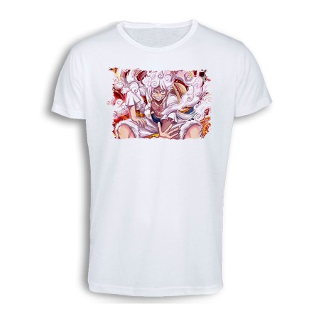 CAMISETA TACTO ALGODÓN one piece luffy forma gear 5 hito no mi pirata nika cómoda personalizada