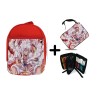 PACK MOCHILA ROJA Y ESTUCHE one piece luffy forma gear 5 hito no mi pirata nika material escolar