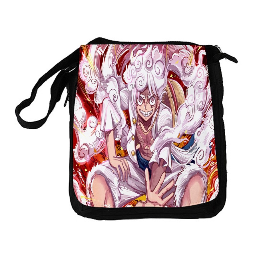 BANDOLERA REPORTERO MEDIANA BOLSO one piece luffy forma gear 5 hito no mi pirata nika bolsa mochila hombro