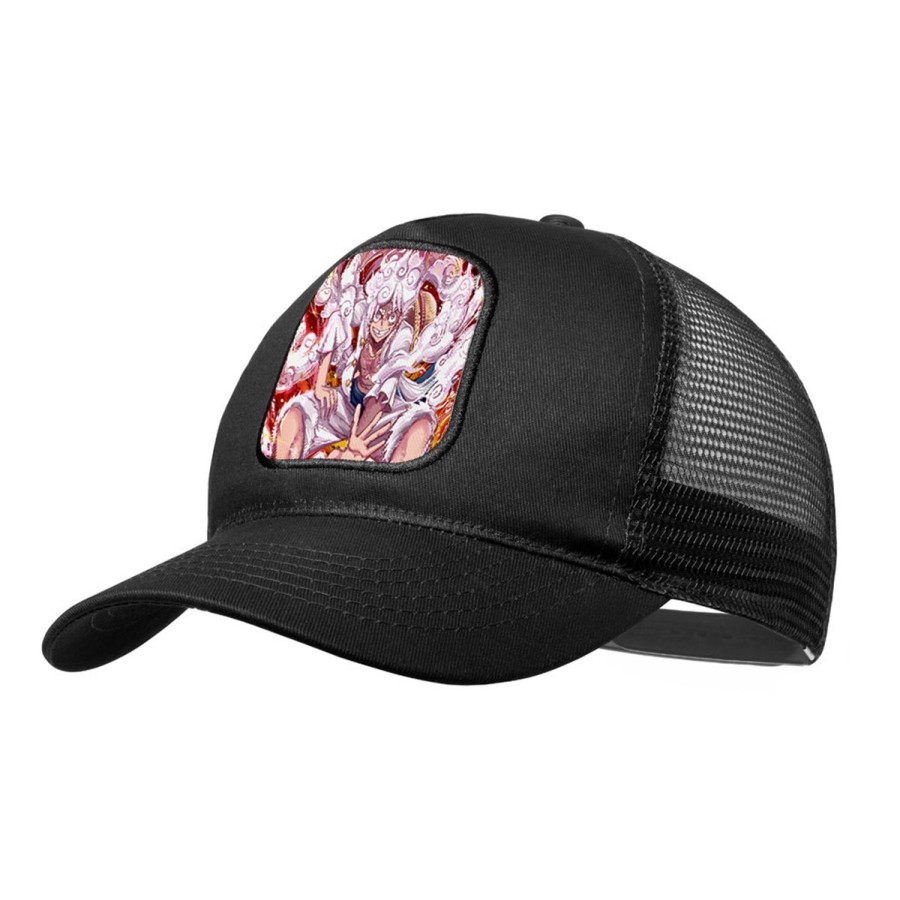 GORRA NEGRA CON REJILLA one piece luffy forma gear 5 hito no mi pirata nika moda deporte