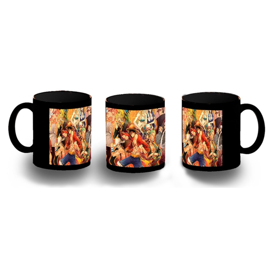 TAZA COMPLETAMENTE NEGRA one piece personajes saga piratas trafalgar zoro personalizada