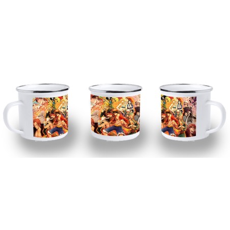 TAZA METALICA one piece personajes saga piratas trafalgar zoro metal personalizada