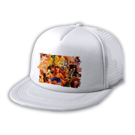 GORRA 5 PANELES REDECILLA TRASERA one piece personajes saga piratas trafalgar zoro estilo rapero