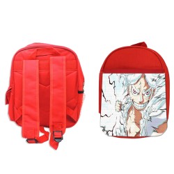 MOCHILA ROJA luffy nika one piece mugiwara rey pirata transformacion escolar personalizado