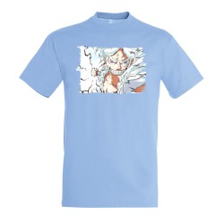 CAMISETA AZUL CIELO luffy nika one piece mugiwara rey pirata transformacion moda verano personalizada