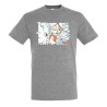 CAMISETA GRIS MEZCLA luffy nika one piece mugiwara rey pirata transformacion moda verano personalizada