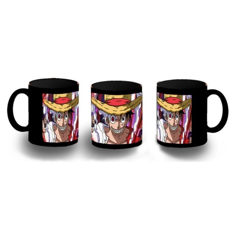 TAZA COMPLETAMENTE NEGRA luffy nika recompensa one piece mugiwara rey pirata personalizada