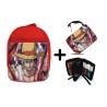 PACK MOCHILA ROJA Y ESTUCHE luffy nika recompensa one piece mugiwara rey pirata material escolar