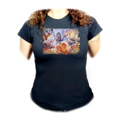 CAMISETA NEGRA MUJER kaido vs luffy serie one piece luna wano younkou oferta personalizada