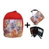 PACK MOCHILA ROJA Y ESTUCHE kaido vs luffy serie one piece luna wano younkou material escolar