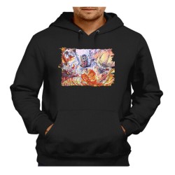 SUDADERA NEGRA CON CAPUCHA kaido vs luffy serie one piece luna wano younkou adulto poliester algodón personalizada