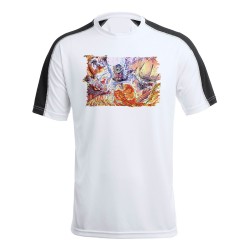 CAMISETA TÉCNICA FRANJA MANGAS NEGRA kaido vs luffy serie one piece luna wano younkou personalizada