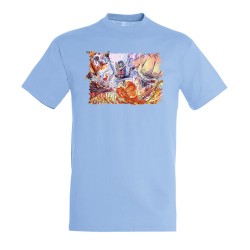 CAMISETA AZUL CIELO kaido vs luffy serie one piece luna wano younkou moda verano personalizada