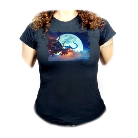 CAMISETA NEGRA MUJER luffy vs kaido one piece luna wano younkou oferta personalizada