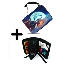PACK MOCHILA Y ESTUCHE luffy vs kaido one piece luna wano younkou material escolar