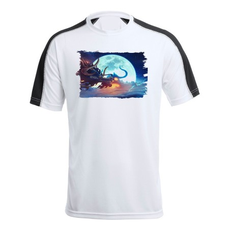 CAMISETA TÉCNICA FRANJA MANGAS NEGRA luffy vs kaido one piece luna wano younkou personalizada