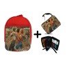 PACK MOCHILA ROJA Y ESTUCHE one piece mugiwara east blue piratas zoro nami luffy material escolar