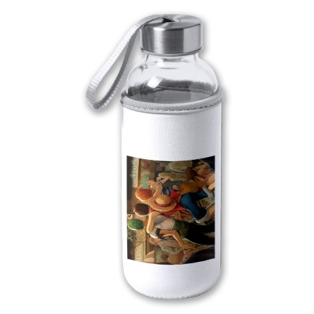 BIDON DE 420 ML CON FUNDA DE NEOPRENO one piece mugiwara east blue piratas zoro nami luffy tapon seguridad