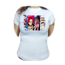 CAMISETA MUJER one piece nuevos younkous buggy shanks teach luffy moda personalizada