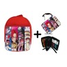 PACK MOCHILA ROJA Y ESTUCHE one piece nuevos younkous buggy shanks teach luffy material escolar