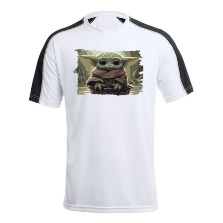 CAMISETA TÉCNICA FRANJA MANGAS NEGRA bebe alien maestro serie galaxia planeta personalizada