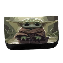 ESTUCHE NECESER DE LONA bebe alien maestro serie galaxia planeta unisex negro monedero billetera