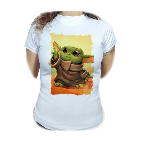 CAMISETA MUJER bebe alien maestro serie guerra galaxia universo moda personalizada