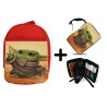 PACK MOCHILA ROJA Y ESTUCHE bebe alien maestro serie guerra galaxia universo material escolar