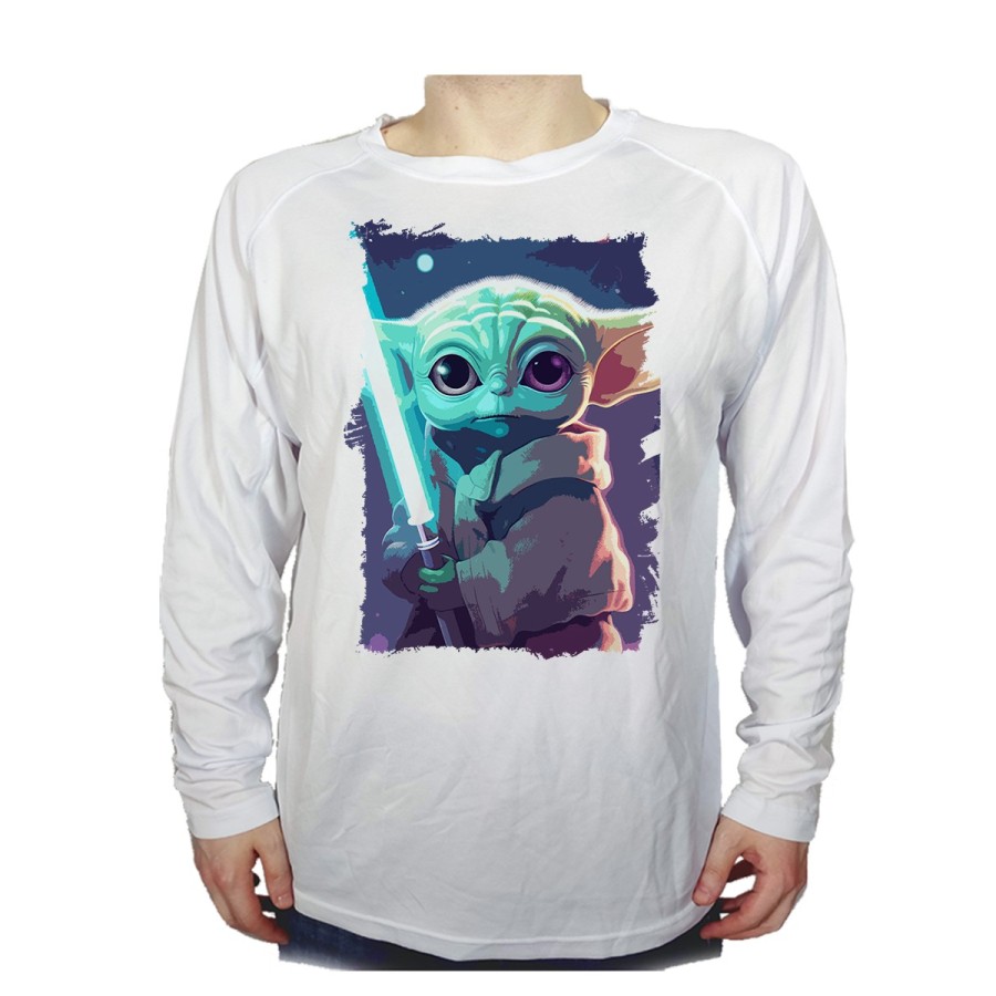 CAMISETA MANGA LARGA bebe alien maestro sable fuerza galaxia aventura personalizada