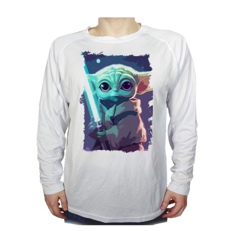 CAMISETA MANGA LARGA bebe alien maestro sable fuerza galaxia aventura personalizada