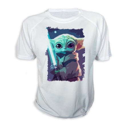 CAMISETA bebe alien maestro sable fuerza galaxia aventura personalizada