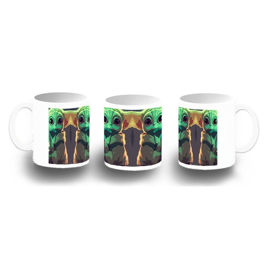 TAZA FOTOLUMINISCENTE bebe alien maestro sable fuerza galaxia aventura BRILLA OSCURIDAD