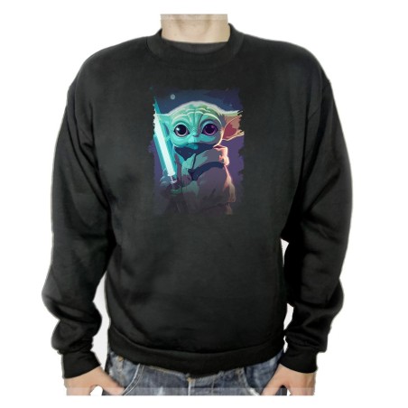 SUDADERA NEGRA bebe alien maestro sable fuerza galaxia aventura adulto poliester algodón personalizada