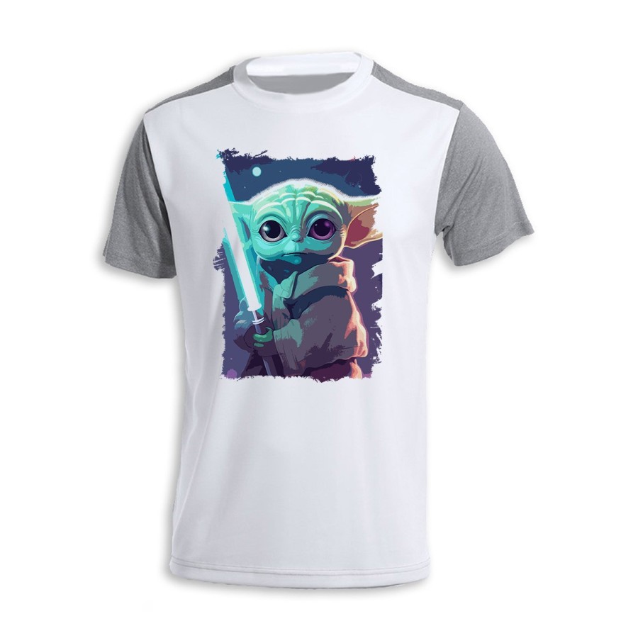 CAMISETA DISEÑO BICOLOR bebe alien maestro sable fuerza galaxia aventura personalizada