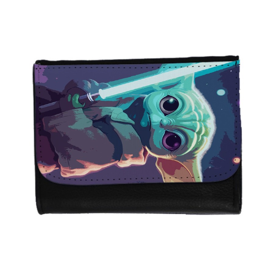 BILLETERA BILLETERO bebe alien maestro sable fuerza galaxia aventura unisex negro monedero