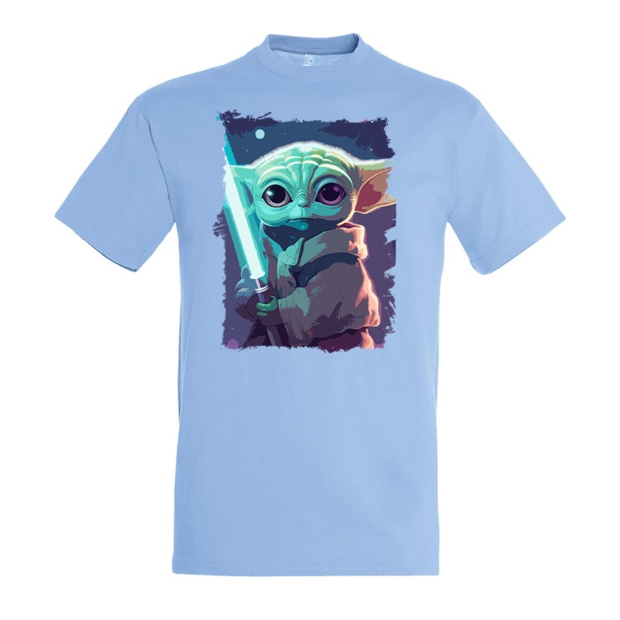 CAMISETA AZUL CIELO bebe alien maestro sable fuerza galaxia aventura moda verano personalizada