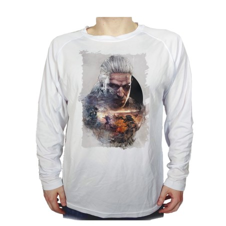 CAMISETA MANGA LARGA cazador recompensas medieval brujo guerrero folclore personalizada